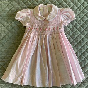 Bordino  Smocked Pink and White Dress